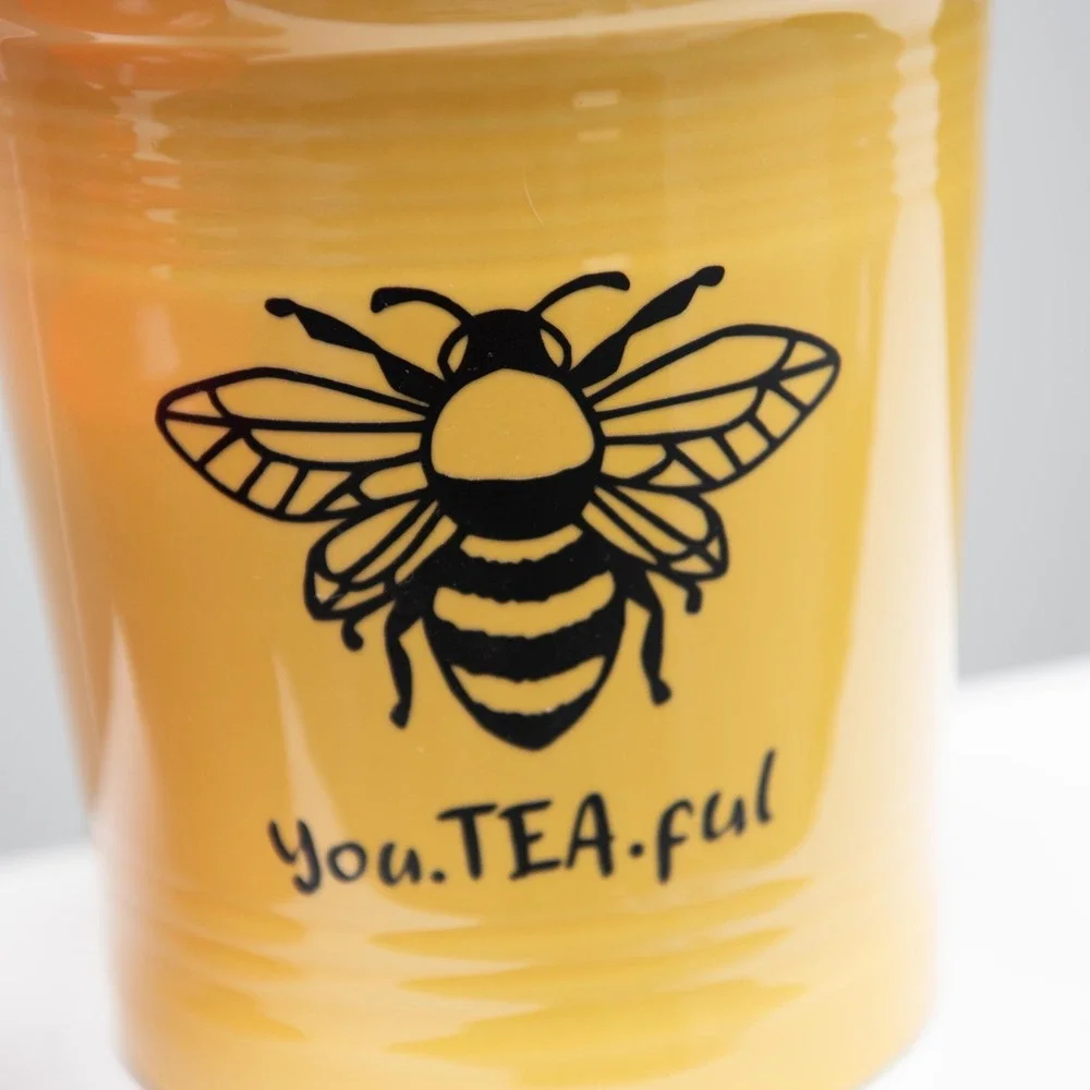 FIESTA Yellow Sunflower Canister & Red Jam Jar Tea Storage Bee Removable Decal